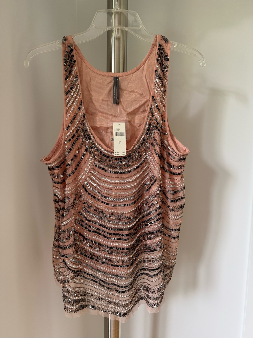 Anthropologie Rose Blush Sequin Scoop Tank